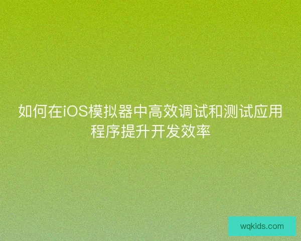 如何在iOS模拟器中高效调试和测试应用程序提升开发效率