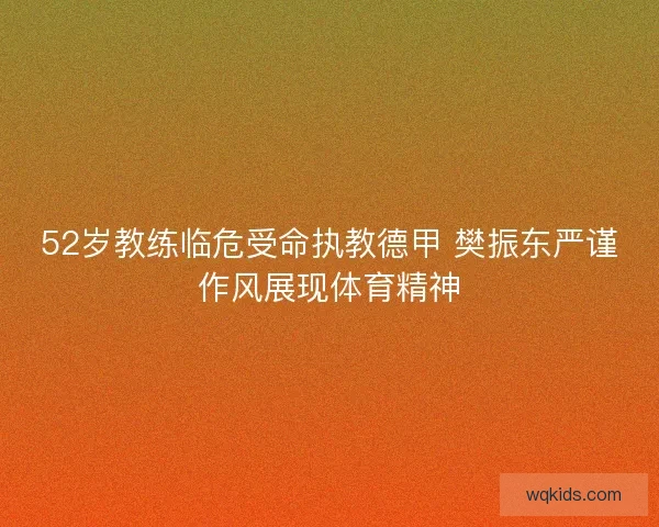 52岁教练临危受命执教德甲 樊振东严谨作风展现体育精神